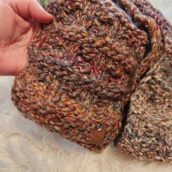 Handmade Loom Knit Brown Colorful Scarf - Picture 3 of 4